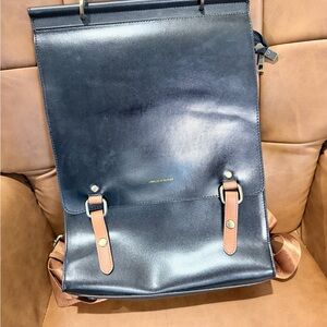 Chic Black Leather Backpack with Tan Accents